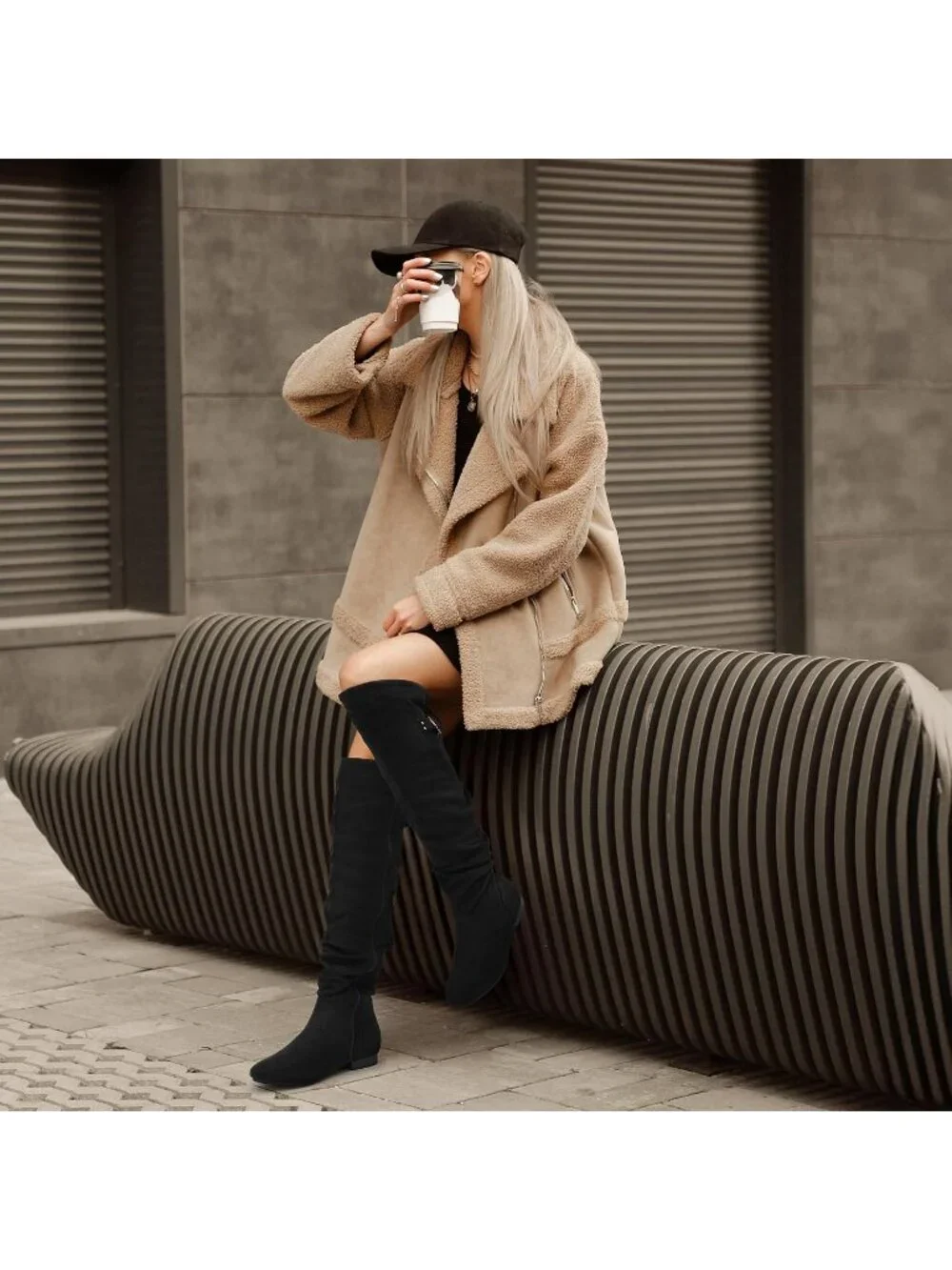 Women's Black Flat Heel Pointed Toe Slouch Over The Knee Thigh High Boots